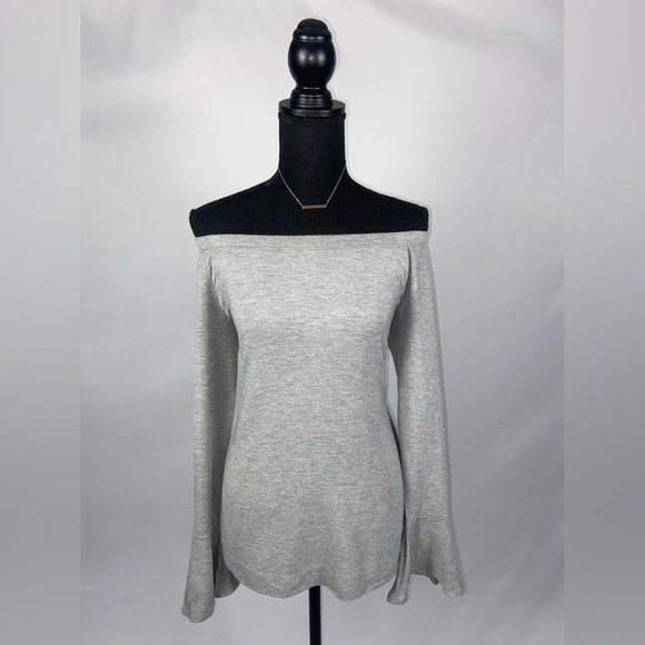Blouse Top Off the shoulder Belle sleeves Medium Gray Top blouse - Picture 3 of 9